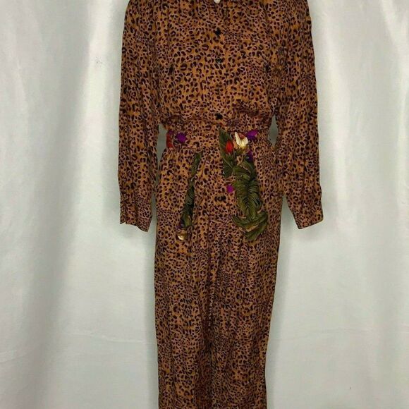 Vintage 90s Jumpsuit Jacket Set 10 Petite Leopard - Picture 5 of 11